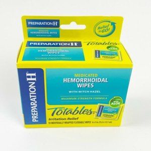 Preparation H Totables Irritation Relief 10‎ Flushable Wipes Each Exp 09/2022